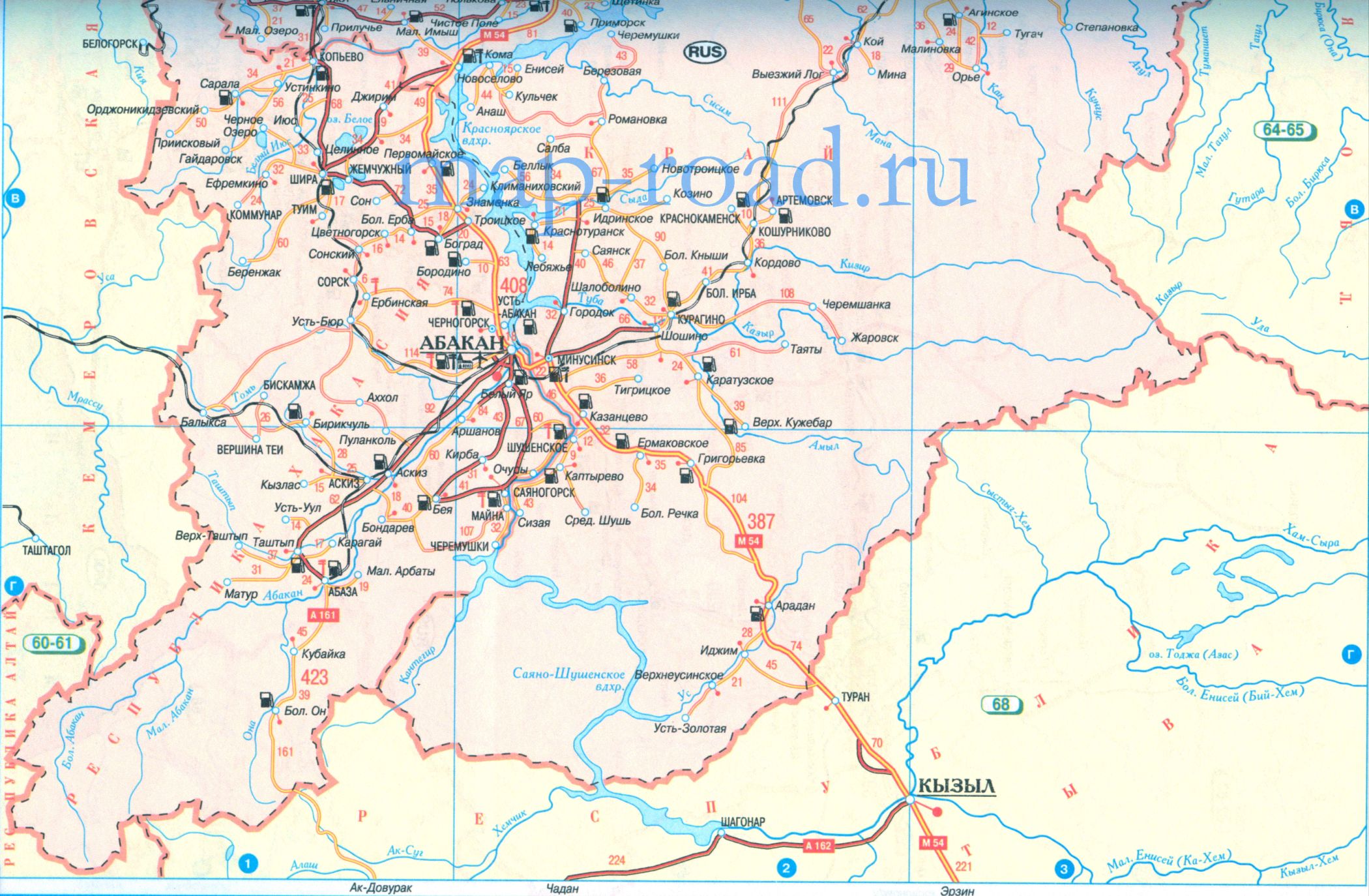 Карта автомобильных дорог красноярского края