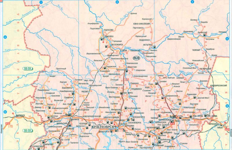 Карта красноярского края автодорог