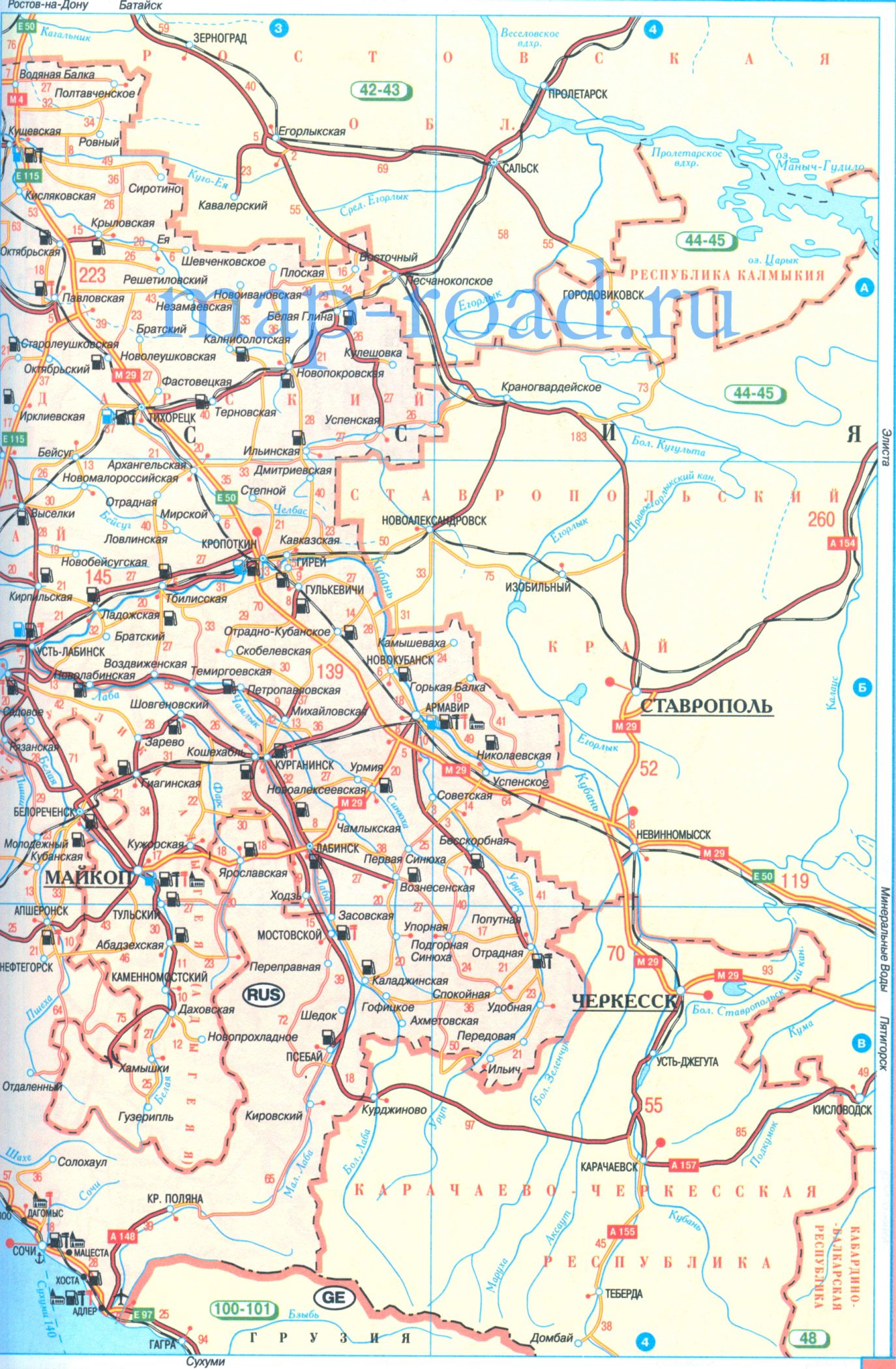 Карта железных дорог краснодарского края подробная