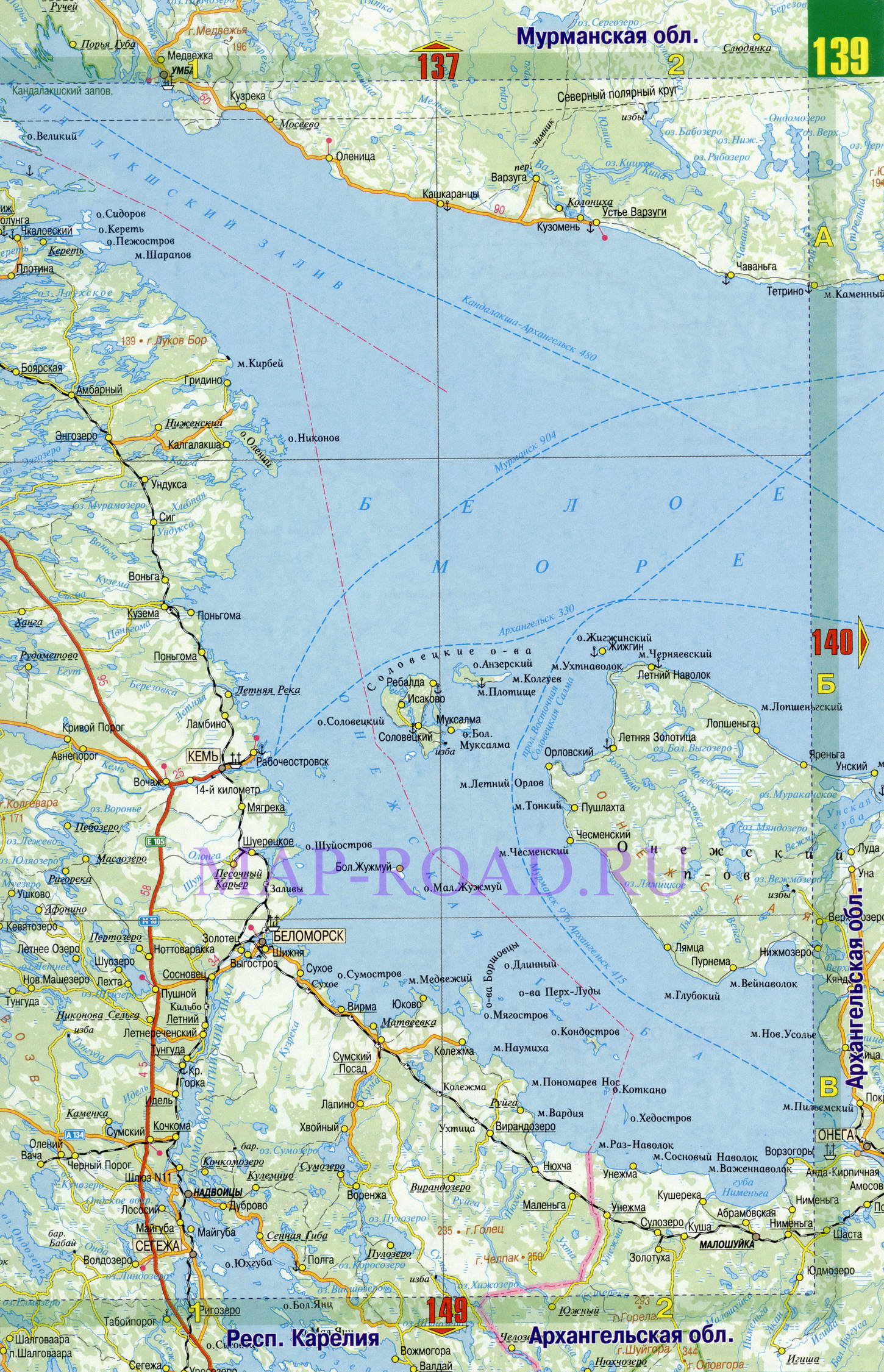 Карта автомобильных дорог карелии и мурманской области