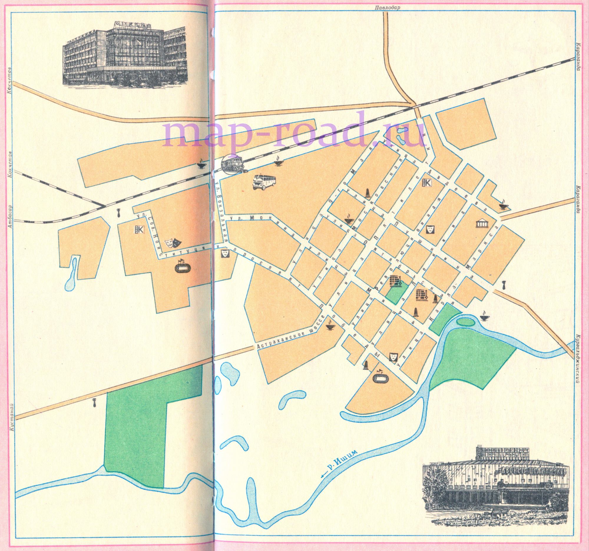 Карта города Целиноград. Карта улиц г Целиноград (Астана, Акмолинск) Казахстан, A0 - 