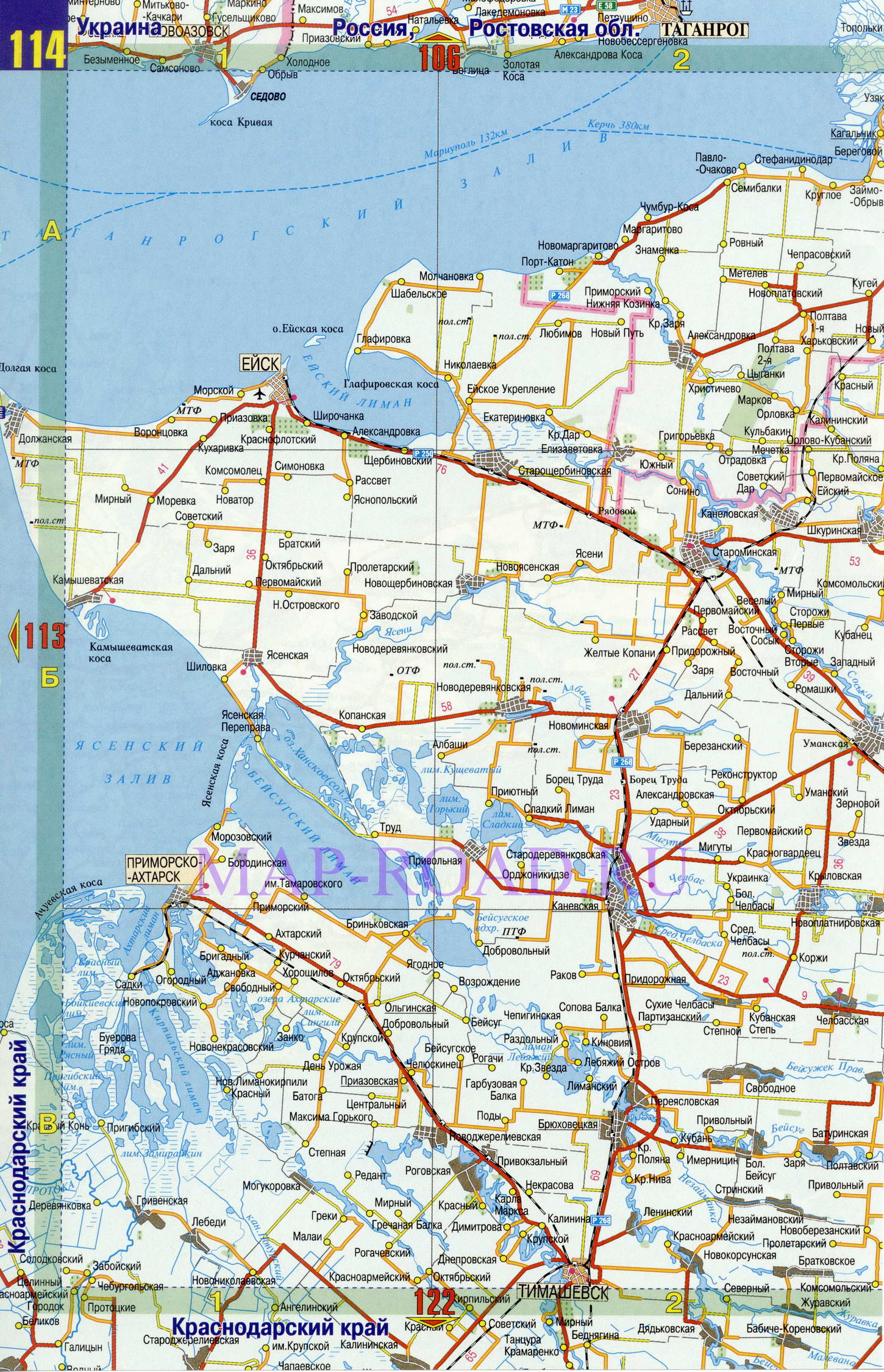 Карта дорог Ростовской области. Дорожные карты Ростовской области, A1 - 