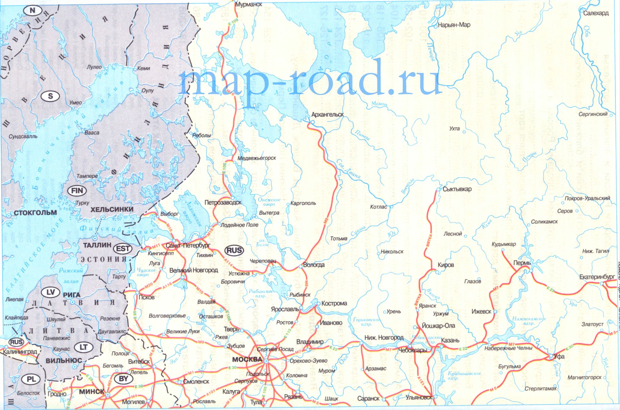 Автомобильные дороги России и СНГ. Карта дорог Европы - автодороги России и СНГ, A0 - 