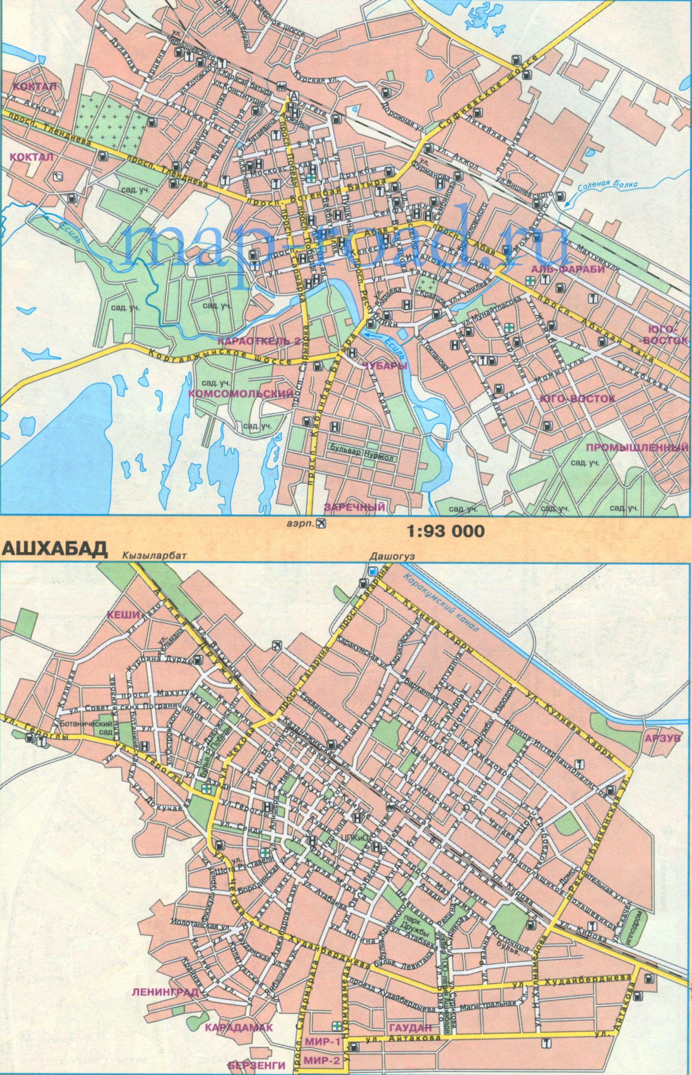 Карта Ашхабада, Туркмения